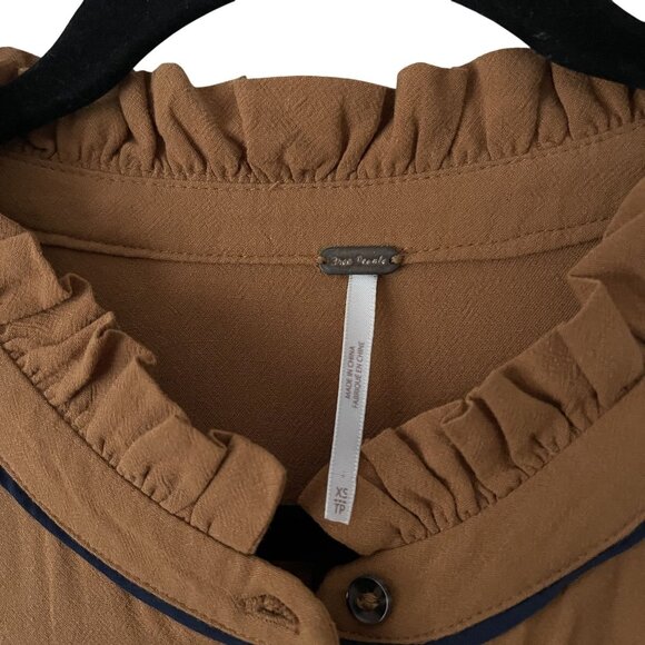 Free People XS Luck Of The Draw Western Dress Button-Down Ruffle Mini - Picture 4 of 11